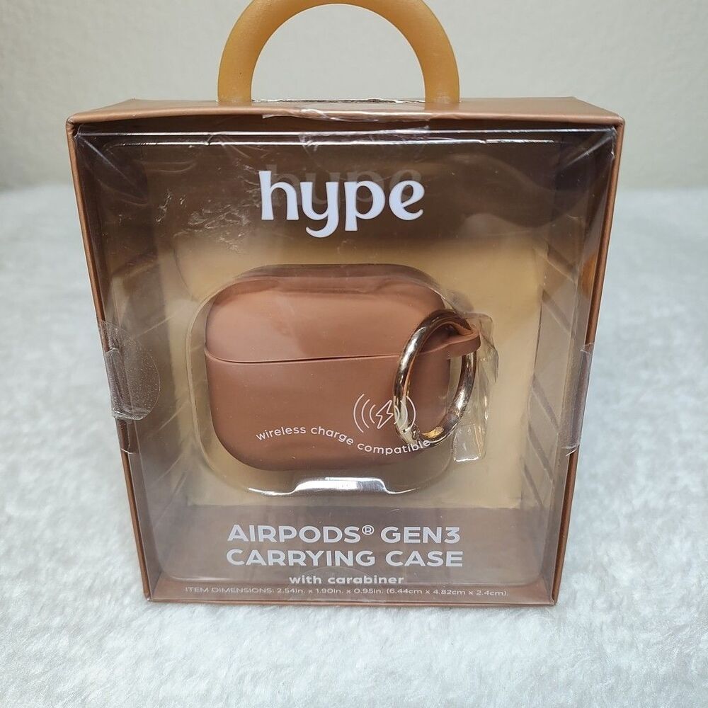 Hype Case For AirPods Gen3  Mocha Color With Golden Carabineer Drop Shock Proof